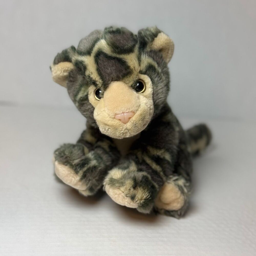 Stormy Clouded Leopard Cub Plush Fiesta 10” Gray White Tan Purple Soft Sitting